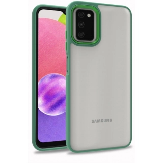 Samsung Galaxy A03s Kılıf Electro Silikon Renkli Flora Kapak - Yeşil