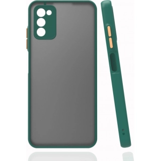 Samsung Galaxy A03s Kılıf Kamera Korumalı Arkası Şeffaf Mat Silikon Kapak - Koyu Yeşil