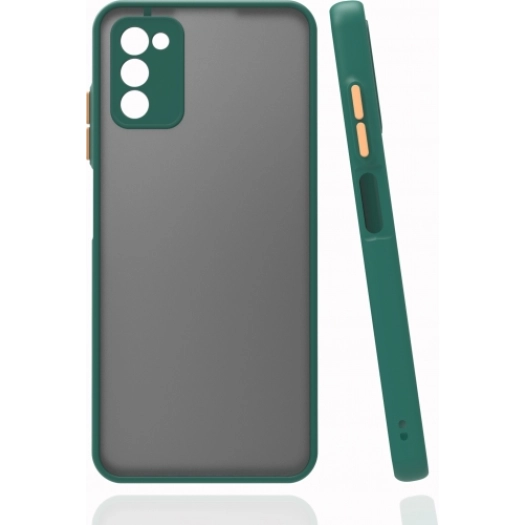 Samsung Galaxy A03s Kılıf Kamera Korumalı Arkası Şeffaf Mat Silikon Kapak - Koyu Yeşil