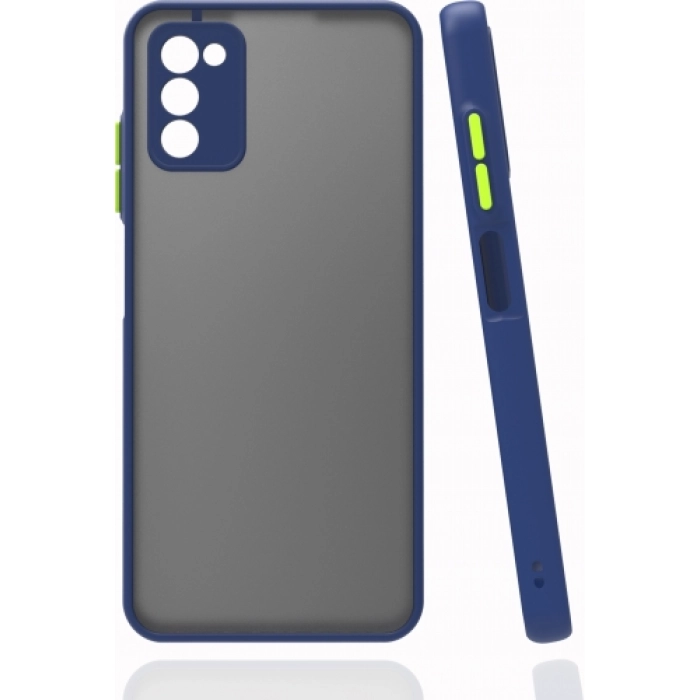 Samsung Galaxy A03s Kılıf Kamera Korumalı Arkası Şeffaf Mat Silikon Kapak - Lacivert