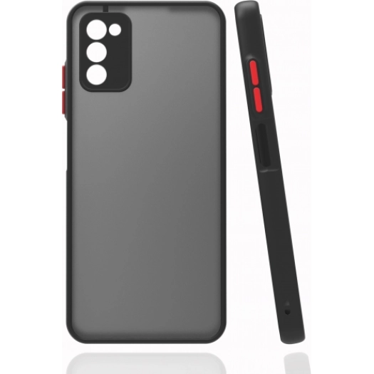 Samsung Galaxy A03s Kılıf Kamera Korumalı Arkası Şeffaf Mat Silikon Kapak - Siyah