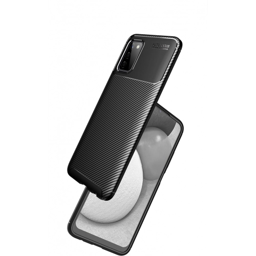 Samsung Galaxy A03s Kılıf Silikon Parmak İzi Bırakmayan Karbon Soft Negro Kapak - Siyah