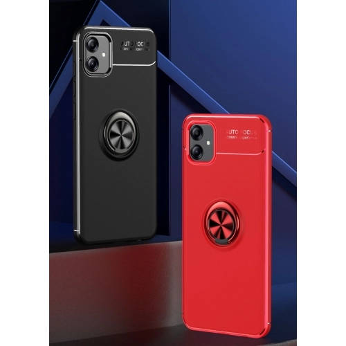 Samsung Galaxy A04e Kılıf Renkli Silikon Yüzüklü Standlı Auto Focus Ravel Kapak - Mavi