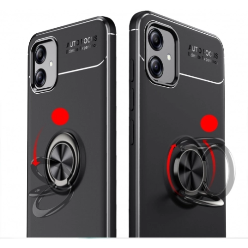 Samsung Galaxy A04e Kılıf Renkli Silikon Yüzüklü Standlı Auto Focus Ravel Kapak - Mavi