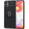 Samsung Galaxy A04e Kılıf Renkli Silikon Yüzüklü Standlı Auto Focus Ravel Kapak - Siyah