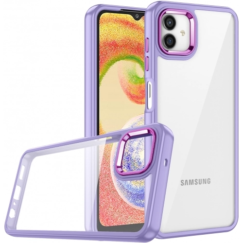 Samsung Galaxy A04e Kılıf Electro Silikon Renkli Flora Kapak - Lila