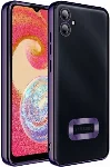 Samsung Galaxy A04e Kılıf Kamera Korumalı Silikon Logo Açık Omega Kapak - Koyu Mor