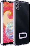 Samsung Galaxy A04e Kılıf Kamera Korumalı Silikon Logo Açık Omega Kapak - Lila