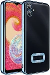 Samsung Galaxy A04e Kılıf Kamera Korumalı Silikon Logo Açık Omega Kapak - Mavi