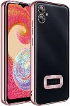 Samsung Galaxy A04e Kılıf Kamera Korumalı Silikon Logo Açık Omega Kapak - Rose Gold