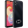 Samsung Galaxy A04e Kılıf Kamera Lens Korumalı Şeffaf Renkli Logo Gösteren Parlak Kapak - Siyah
