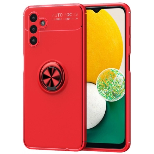 Samsung Galaxy A04s Kılıf Renkli Silikon Yüzüklü Standlı Auto Focus Ravel Kapak - Kırmızı