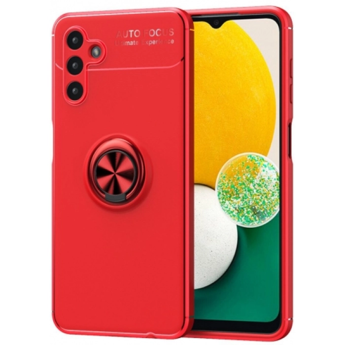 Samsung Galaxy A04s Kılıf Renkli Silikon Yüzüklü Standlı Auto Focus Ravel Kapak - Kırmızı