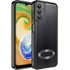 Samsung Galaxy A04s Kılıf Kamera Lens Korumalı Şeffaf Renkli Logo Gösteren Parlak Kapak - Siyah