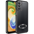 Samsung Galaxy A04s Kılıf Kamera Lens Korumalı Şeffaf Renkli Logo Gösteren Parlak Kapak - Siyah