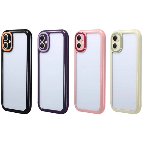 Samsung Galaxy A05 Kılıf Kamera Korumalı Renkli Kenar ve Çerçeve Tasarımlı Vitamin Kapak - Koyu Mor