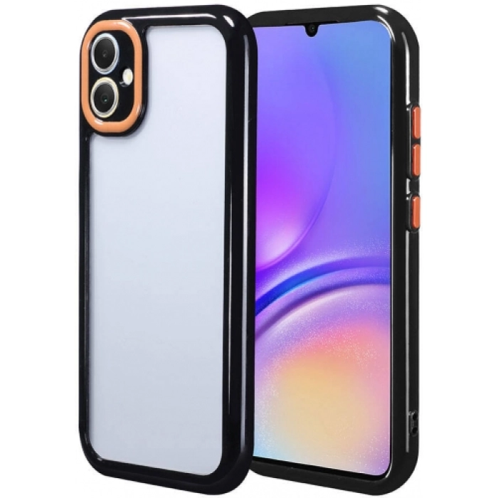 Samsung Galaxy A05 Kılıf Kamera Korumalı Renkli Kenar ve Çerçeve Tasarımlı Vitamin Kapak - Siyah