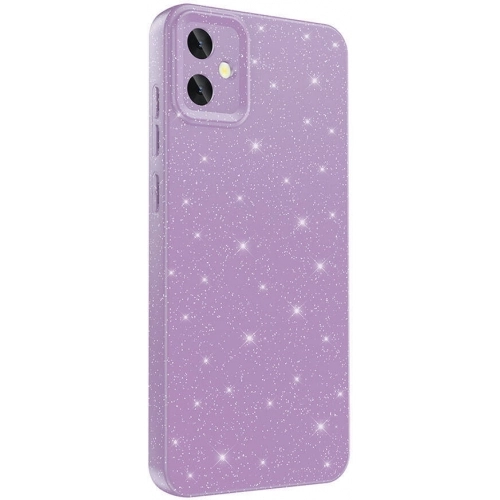 Samsung Galaxy A05 Kılıf Kamera Korumalı Simli Parlak Lüks Silikon Koton Kapak - Lila