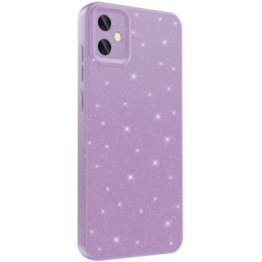 Samsung Galaxy A05 Kılıf Kamera Korumalı Simli Parlak Lüks Silikon Koton Kapak - Lila