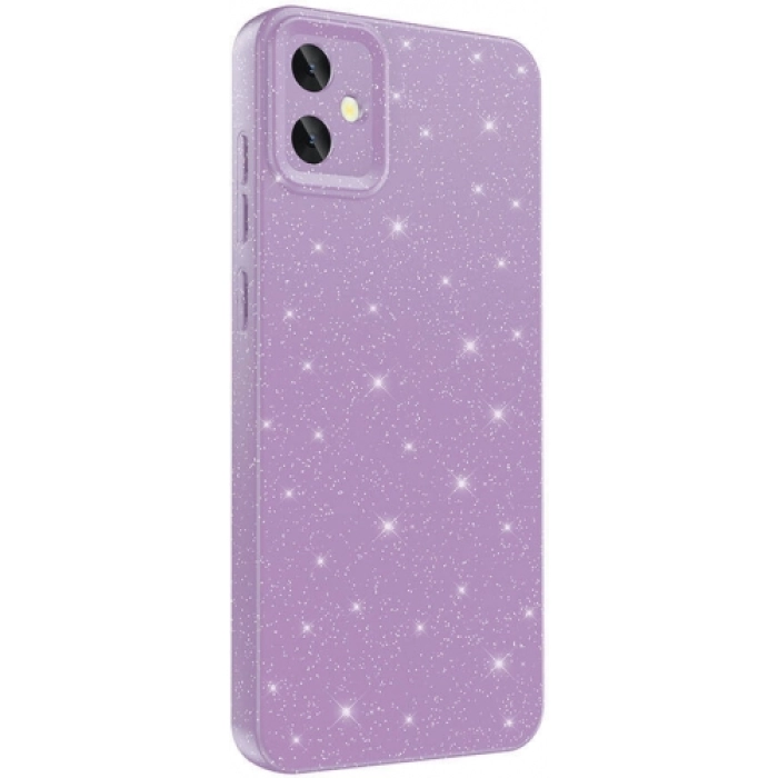 Samsung Galaxy A05 Kılıf Kamera Korumalı Simli Parlak Lüks Silikon Koton Kapak - Lila