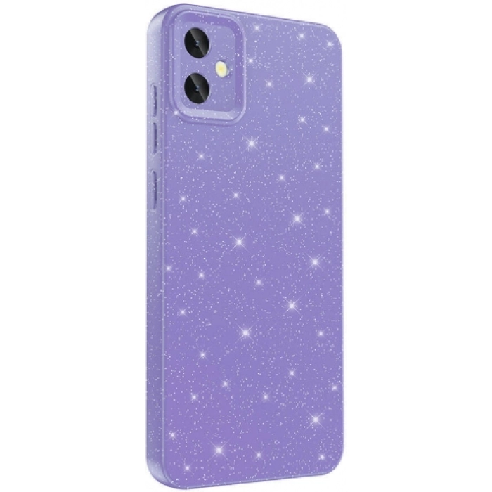 Samsung Galaxy A05 Kılıf Kamera Korumalı Simli Parlak Lüks Silikon Koton Kapak - Mor