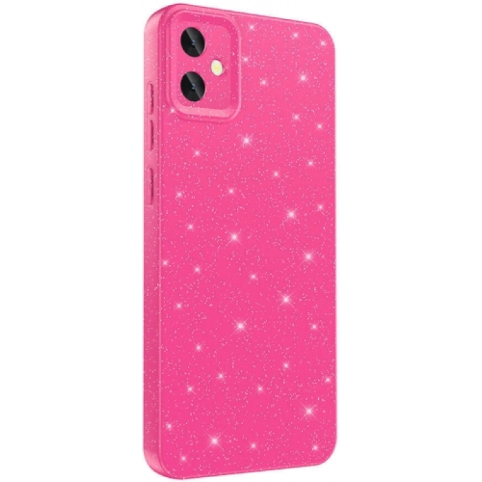 Samsung Galaxy A05 Kılıf Kamera Korumalı Simli Parlak Lüks Silikon Koton Kapak - Pembe Koyu