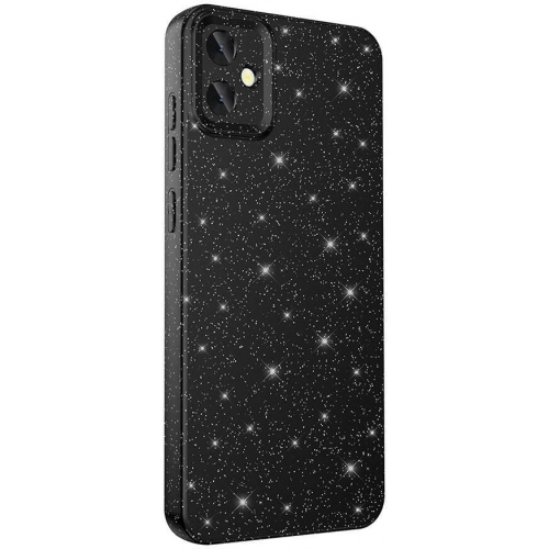 Samsung Galaxy A05 Kılıf Kamera Korumalı Simli Parlak Lüks Silikon Koton Kapak - Siyah