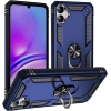 Samsung Galaxy A05 Kılıf Silikon Zırhlı Standlı Yüzüklü Mıknatıslı Tank Kapak - Mavi