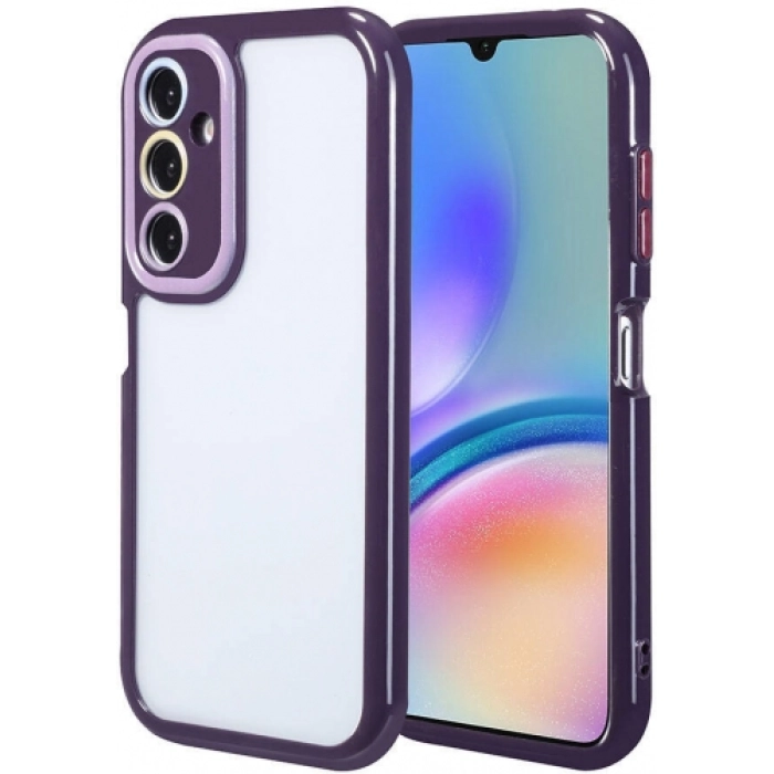Samsung Galaxy A05s Kılıf Kamera Korumalı Renkli Kenar ve Çerçeve Tasarımlı Vitamin Kapak - Koyu Mor
