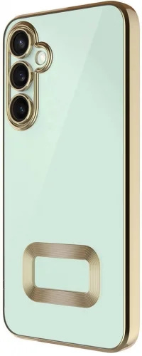 Samsung Galaxy A05s Kılıf Kamera Korumalı Silikon Logo Açık Omega Kapak - Gold