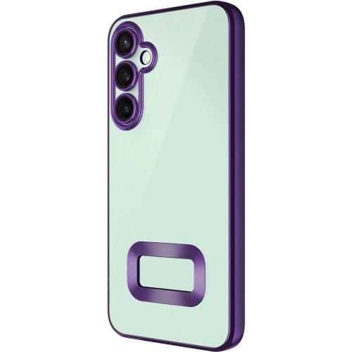 Samsung Galaxy A05s Kılıf Kamera Lens Korumalı Şeffaf Renkli Logo Gösteren Parlak Kapak - Koyu Mor