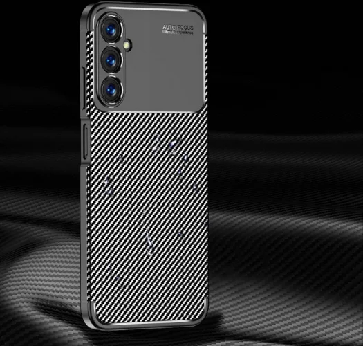 Samsung Galaxy A05s Kılıf Karbon Serisi Mat Fiber Silikon Negro Kapak - Siyah