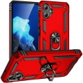 Samsung Galaxy A06 Kılıf Silikon Zırhlı Standlı Yüzüklü Mıknatıslı Tank Kapak - Kırmızı