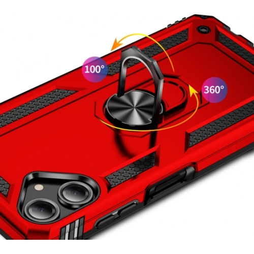 Samsung Galaxy A06 Kılıf Silikon Zırhlı Standlı Yüzüklü Mıknatıslı Tank Kapak - Mavi