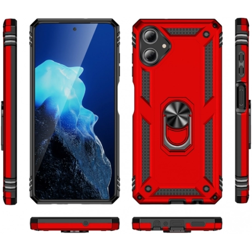 Samsung Galaxy A06 Kılıf Silikon Zırhlı Standlı Yüzüklü Mıknatıslı Tank Kapak - Siyah