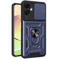 Samsung Galaxy A06 Kılıf Zırhlı Standlı Silikon Sürgülü Kamera Korumalı Tank Kapak - Mavi