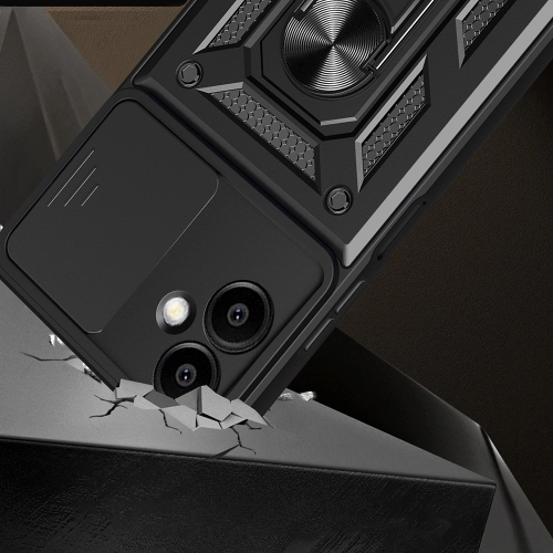 Samsung Galaxy A06 Kılıf Zırhlı Standlı Silikon Sürgülü Kamera Korumalı Tank Kapak - Mavi