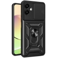 Samsung Galaxy A06 Kılıf Zırhlı Standlı Silikon Sürgülü Kamera Korumalı Tank Kapak - Siyah