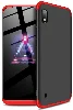 Samsung Galaxy A10 Kılıf 3 Parçalı 360 Tam Korumalı Rubber AYS Kapak  - Kırmızı - Siyah