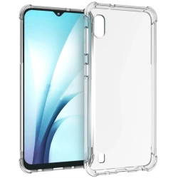 Samsung Galaxy A10 Kılıf Silikon Köşe Korumalı Airbag Darbe Emici Kapak - Şeffaf