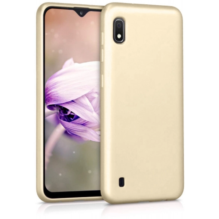 Samsung Galaxy A10 Kılıf İnce Soft Mat Renkli Esnek Silikon Kapak - Gold