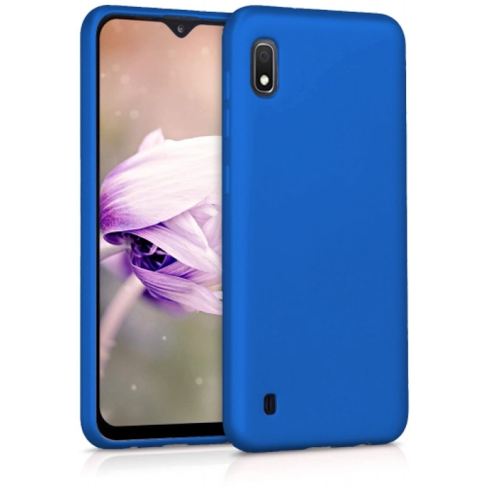 Samsung Galaxy A10 Kılıf İnce Soft Mat Renkli Esnek Silikon Kapak - Mavi