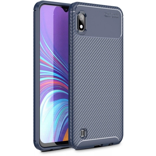 Samsung Galaxy A10 Kılıf Silikon Parmak İzi Bırakmayan Karbon Soft Negro Kapak - Lacivert