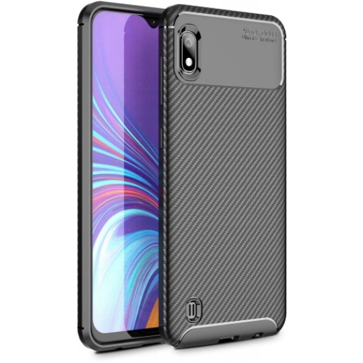 Samsung Galaxy A10 Kılıf Silikon Parmak İzi Bırakmayan Karbon Soft Negro Kapak - Siyah