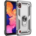 Samsung Galaxy A10 Kılıf Silikon Zırhlı Standlı Yüzüklü Mıknatıslı Tank Kapak - Gri