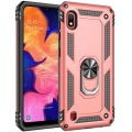 Samsung Galaxy A10 Kılıf Silikon Zırhlı Standlı Yüzüklü Mıknatıslı Tank Kapak - Rose Gold