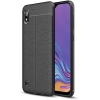 Samsung Galaxy A10 Kılıf Deri Görünümlü Lüks Parmak İzi Bırakmaz Niss Silikon Kapak - Siyah