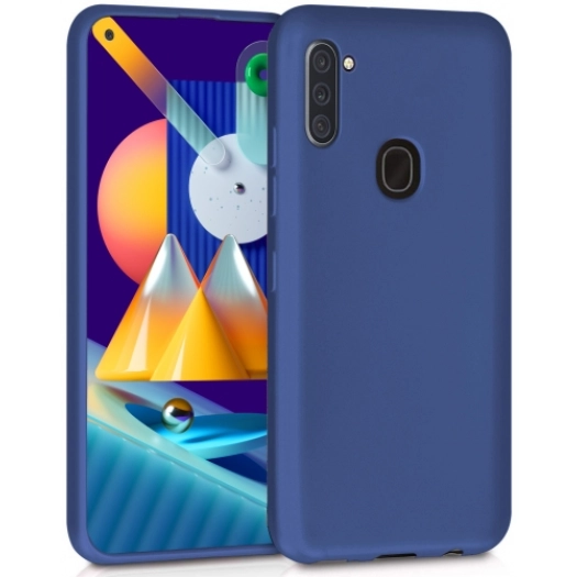Samsung Galaxy A11 Kılıf İnce Soft Mat Renkli Esnek Silikon Kapak - Lacivert