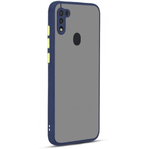 Samsung Galaxy A11 Kılıf Kamera Korumalı Arkası Şeffaf Mat Silikon Kapak - Lacivert