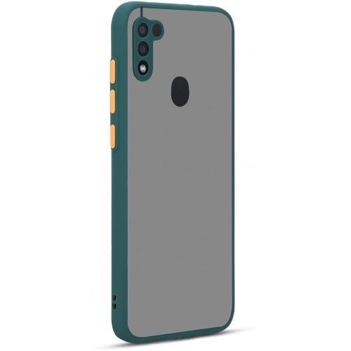 Samsung Galaxy A11 Kılıf Kamera Korumalı Arkası Şeffaf Mat Silikon Kapak - Yeşil